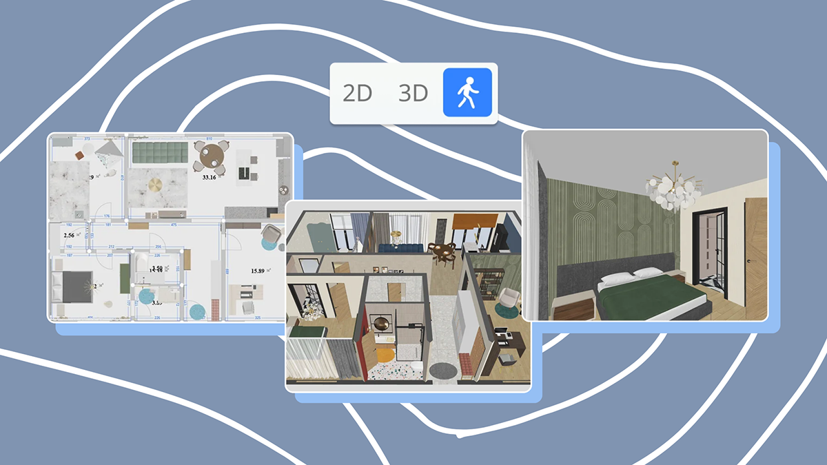 Режимы просмотра в RoomPlan 3D